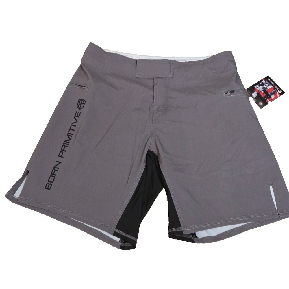 Born Primitive American Defender Training Shorts Men 32 Gray/Black NWT